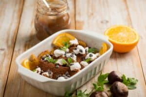 crepes with chestnuts marmalade whipped Cream and cocoa